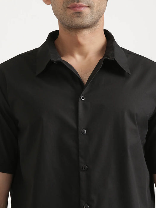 Men Black Better Cotton Short Sleeve Shirt