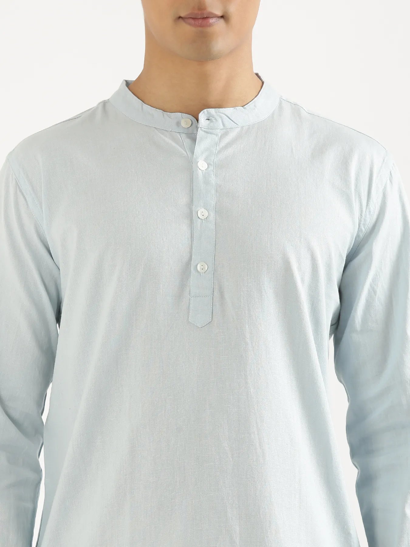 Men Sky Blue Airy Linen Long Kurta