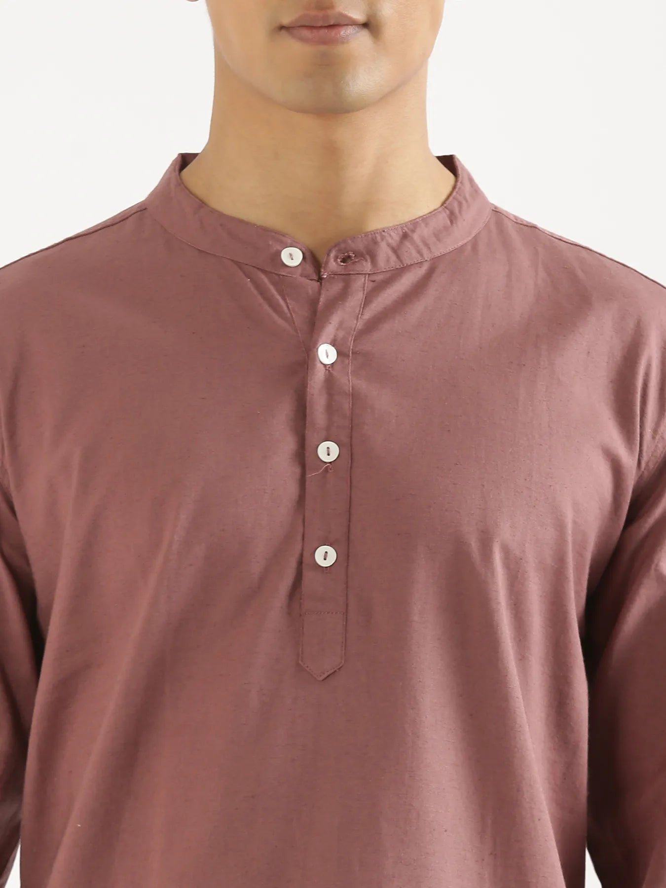 Men Rose Taupe Airy Linen Long Kurta