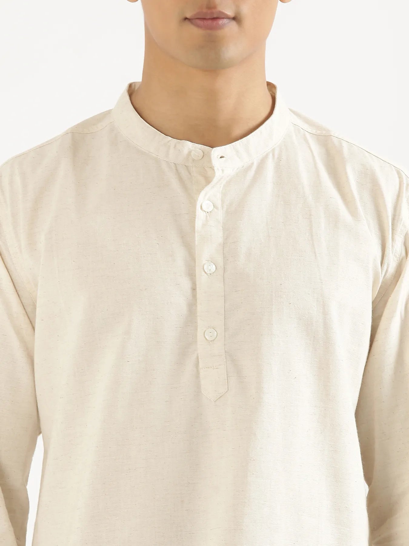 Men Ecru Airy Linen Short Kurta