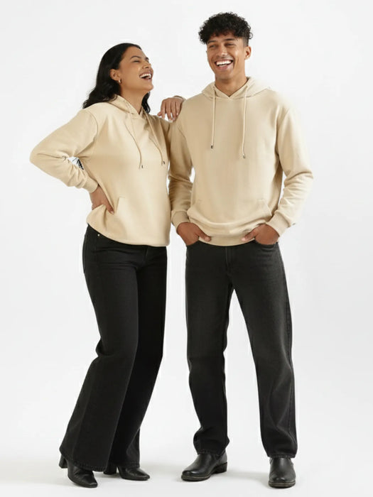 Unisex Beige Pullover Fleece Hoodie