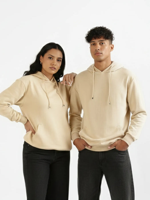 Unisex Beige Pullover Fleece Hoodie