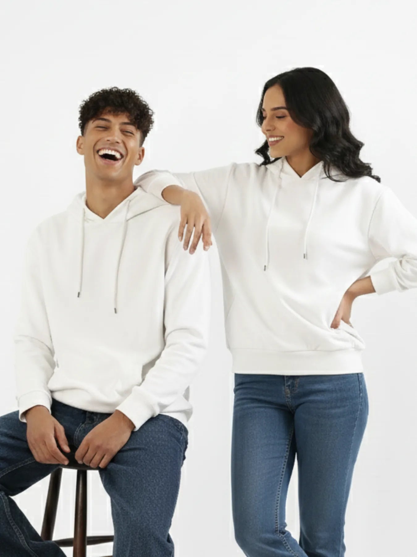 Unisex White Pullover Fleece Hoodie