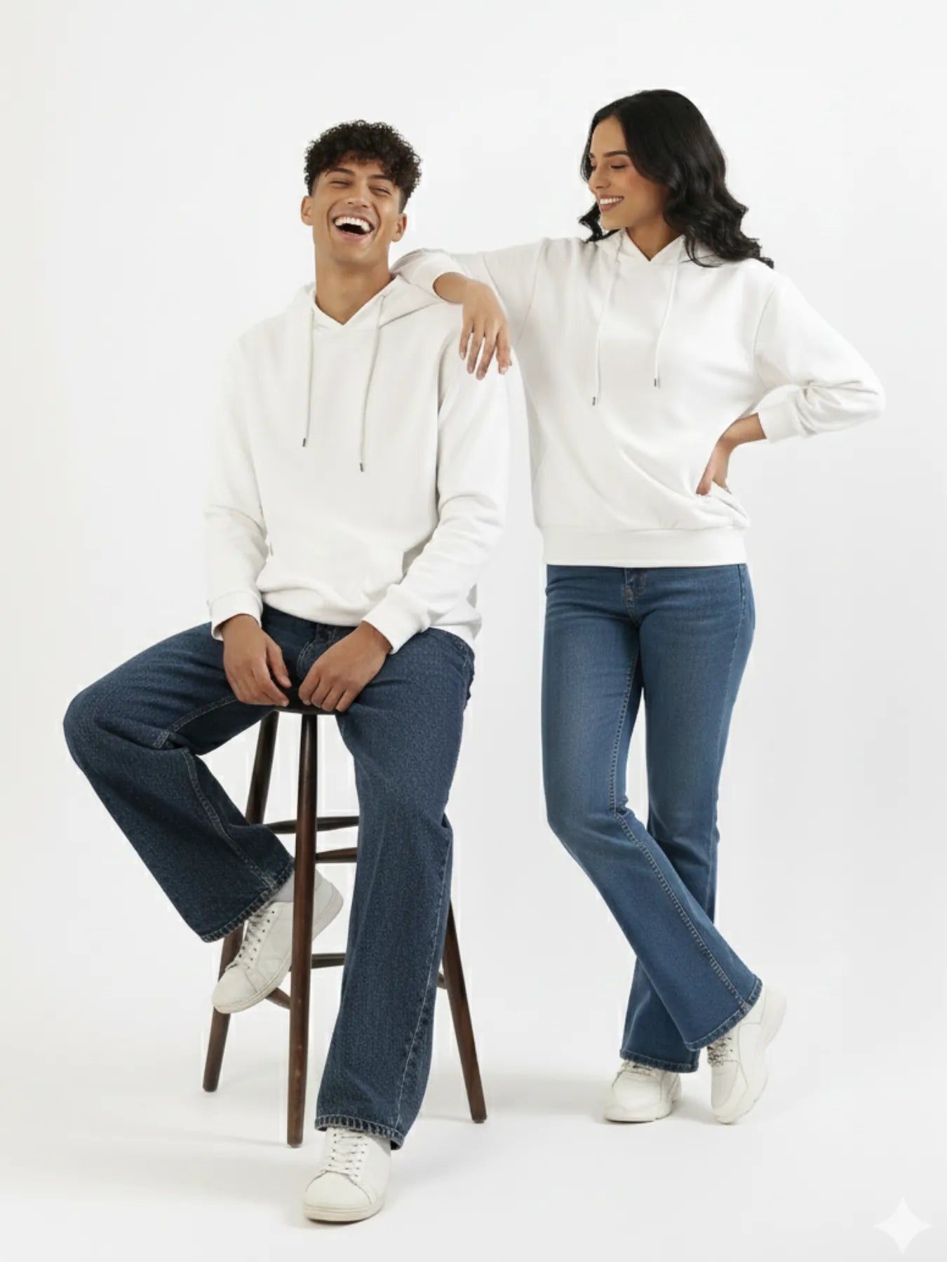 Unisex White Pullover Fleece Hoodie