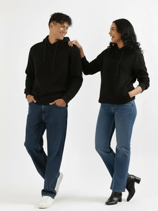 Unisex Black Pullover Fleece Hoodie