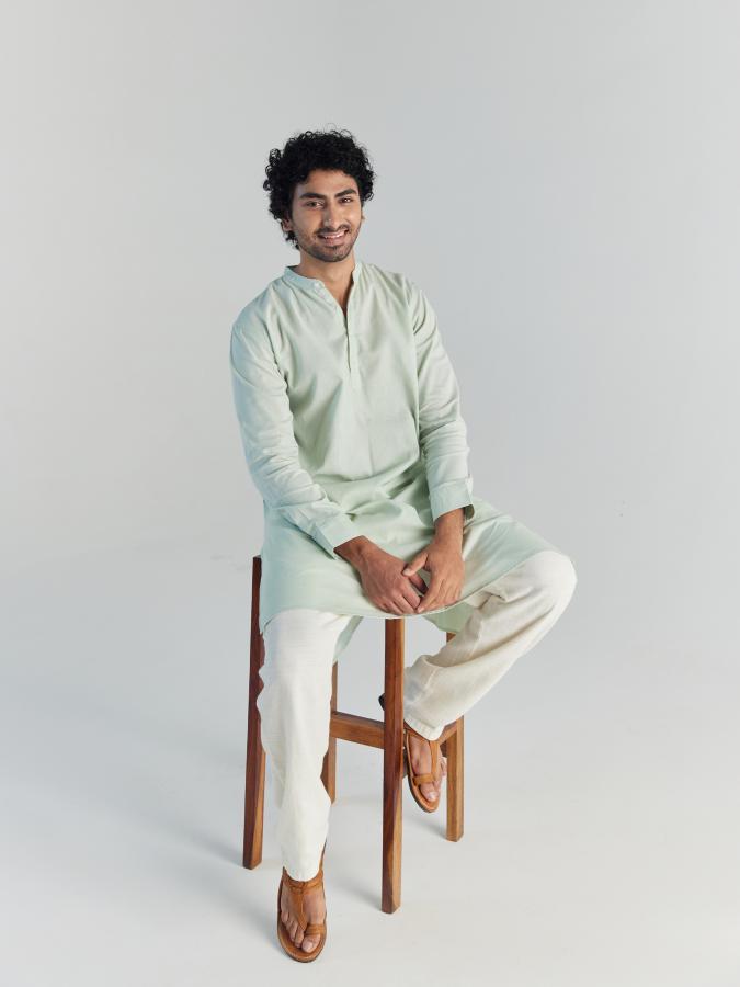 Mint Green Airy Linen Long Kurta