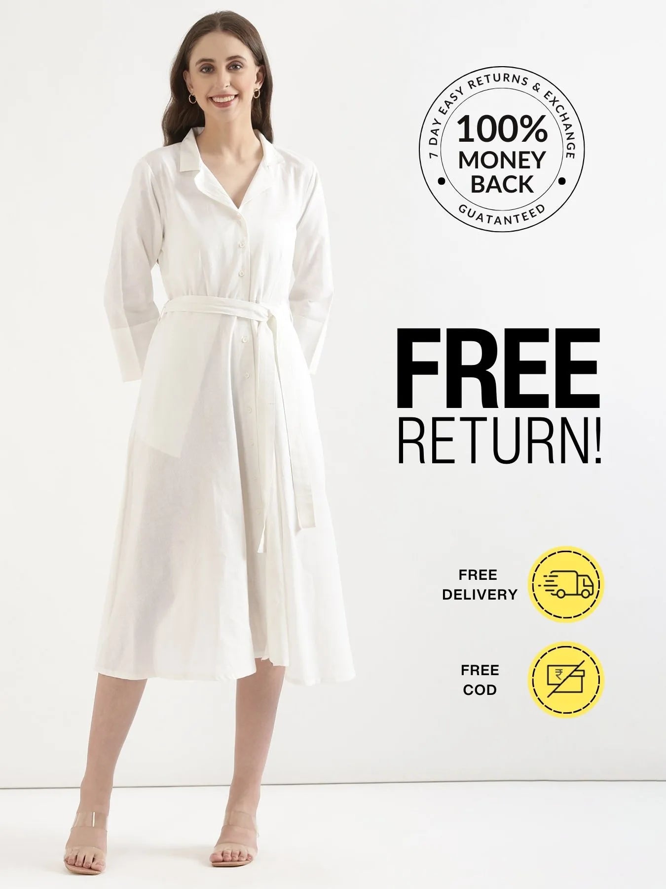 Pick Any 4 Women Airy Linen Flared Dress