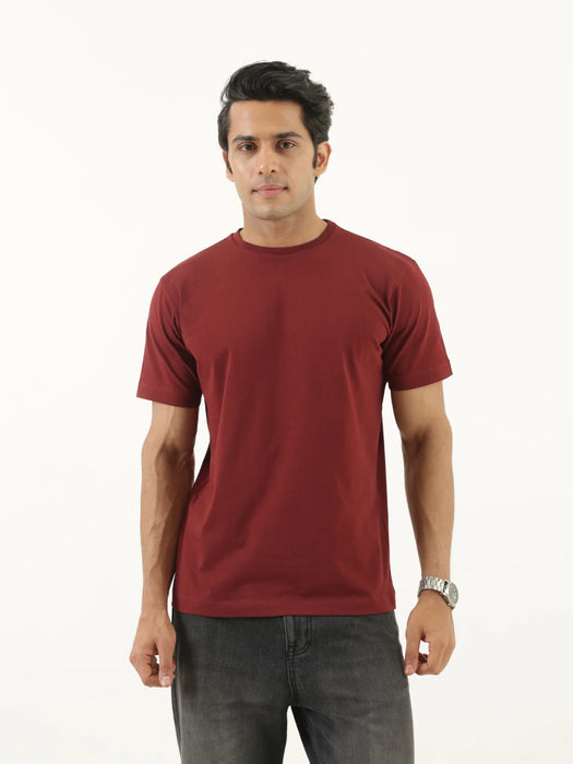 Men Maroon Round Neck T-shirt