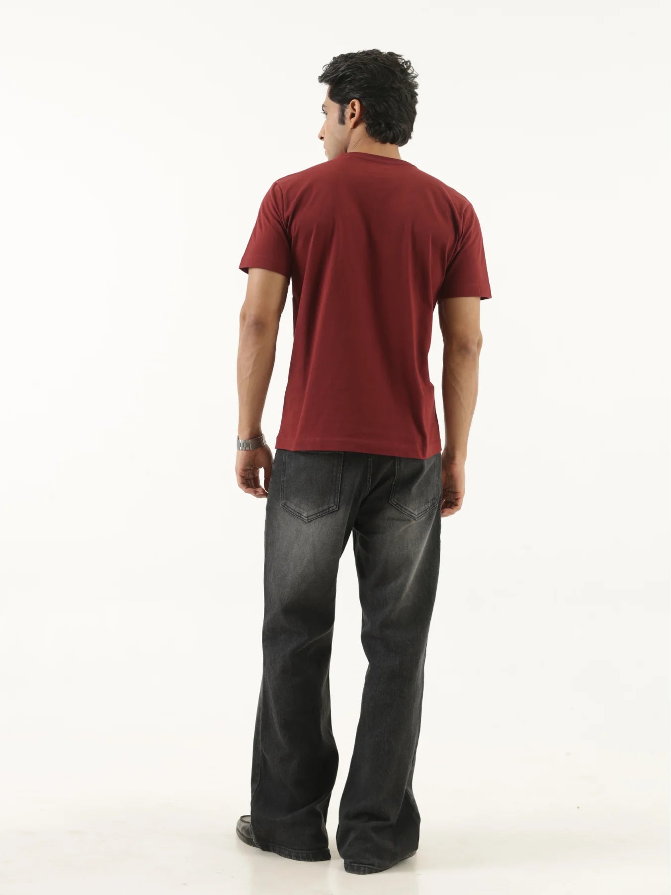 Men Maroon Round Neck T-shirt