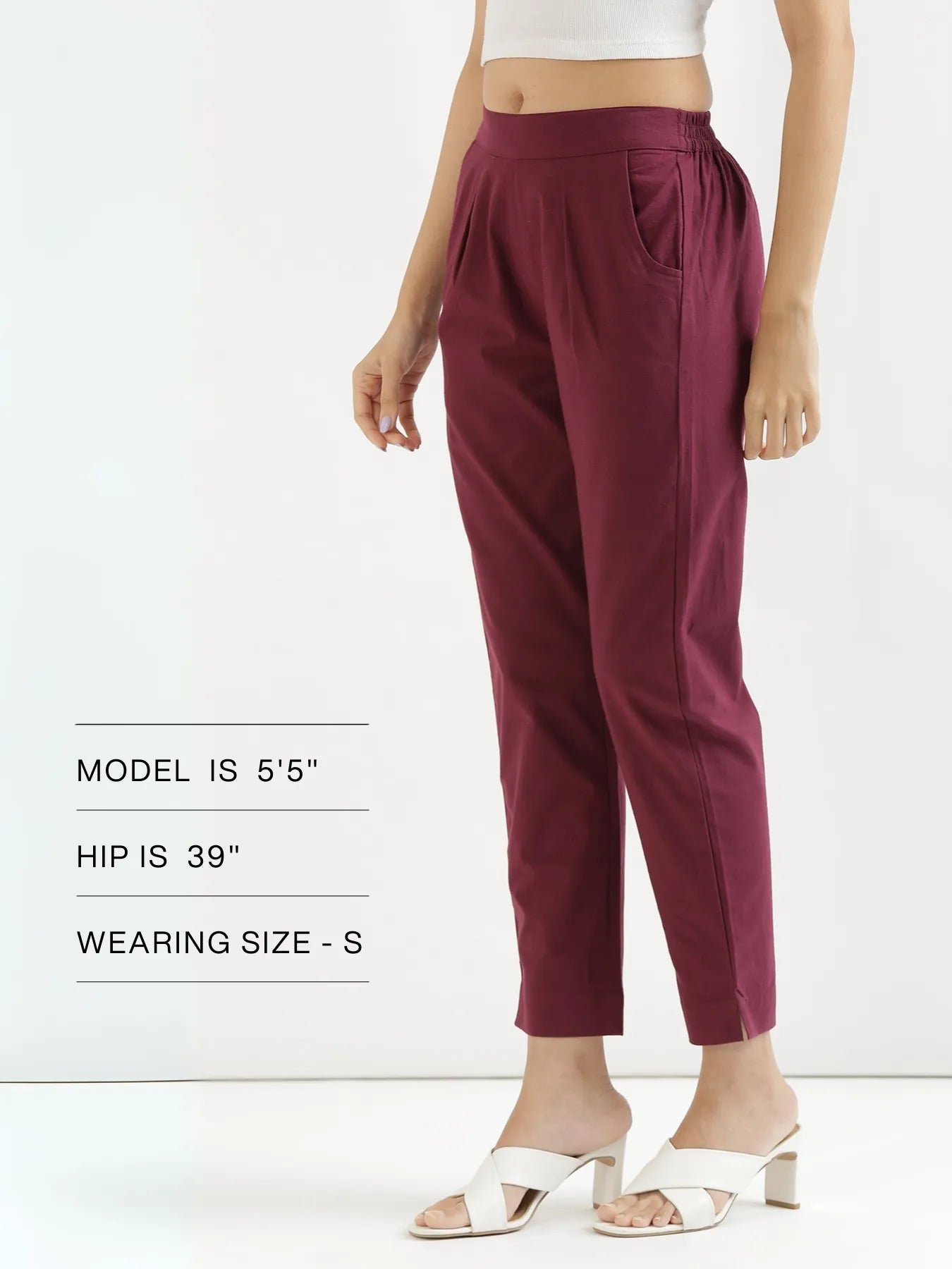 Women Wine Cotton Pant