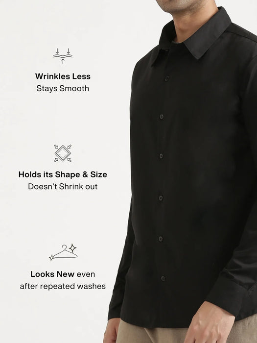 Men Black Better Cotton Full Sleeve Shirt