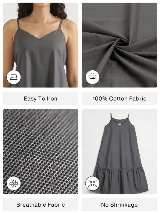 Women Dark Grey Better Cotton Tier Dress