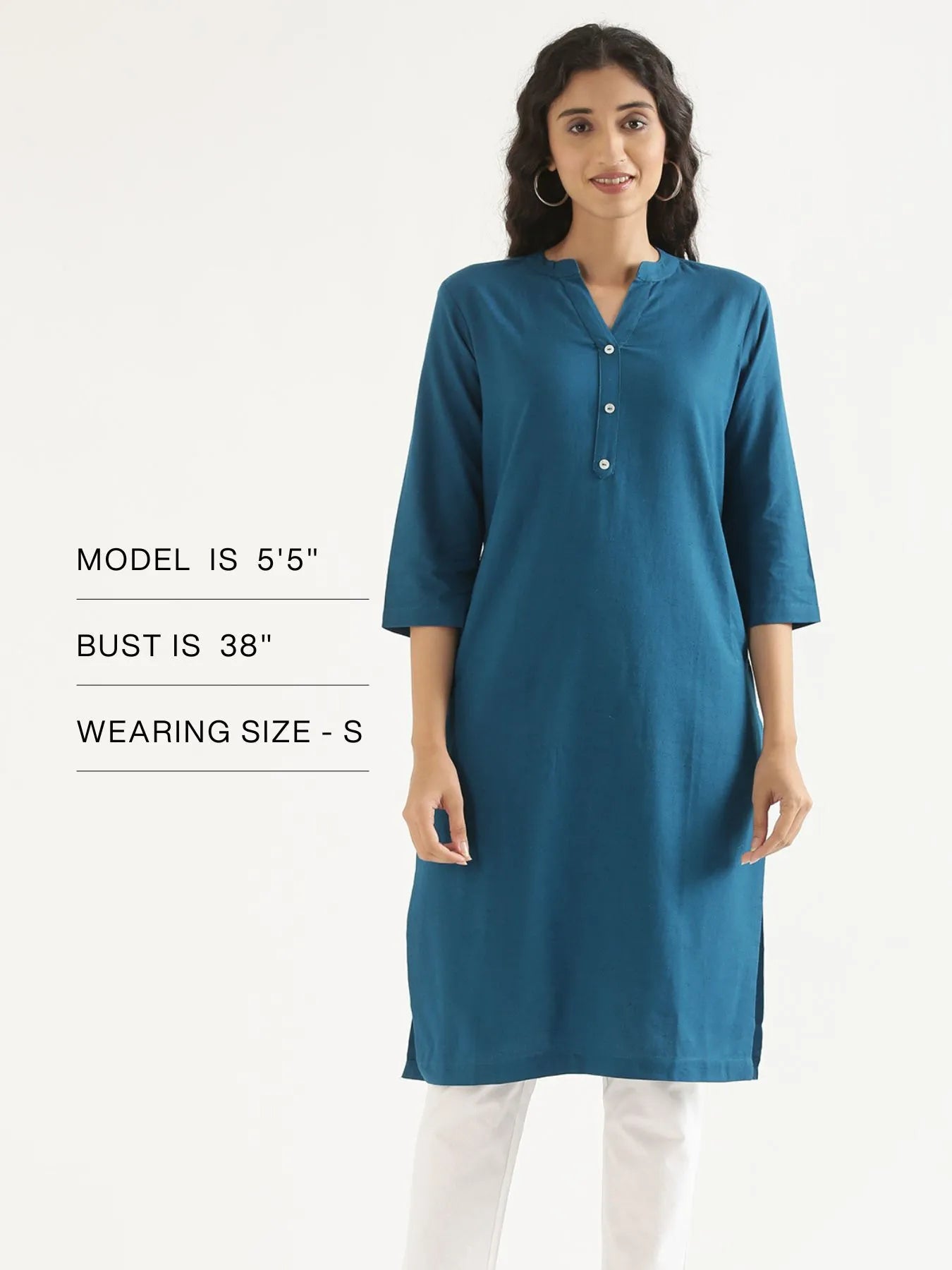 Women Turquoise Airy Linen Long Kurta
