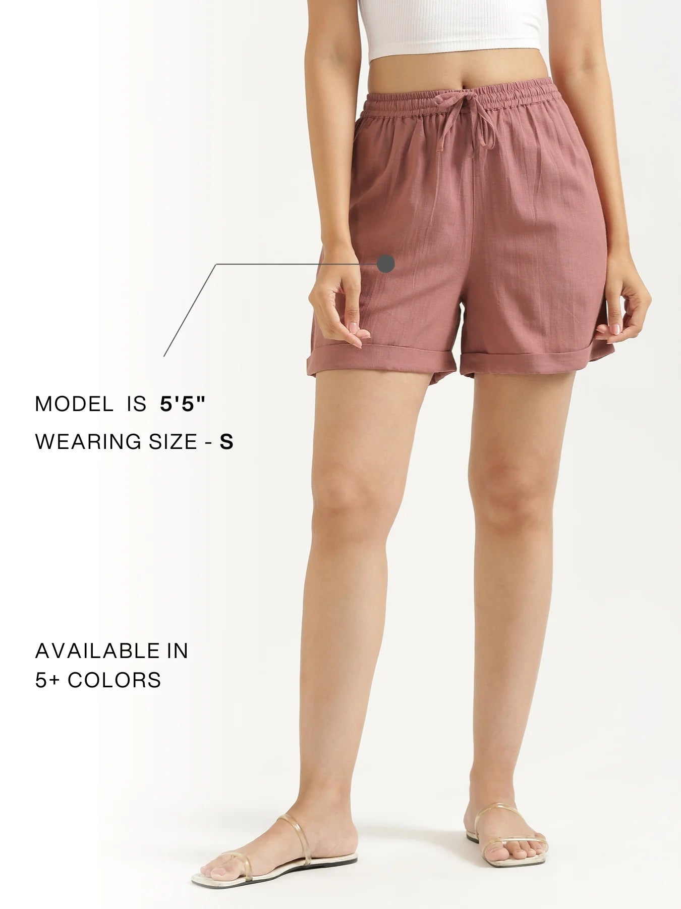Women Rose Taupe Flowy Linen Shorts