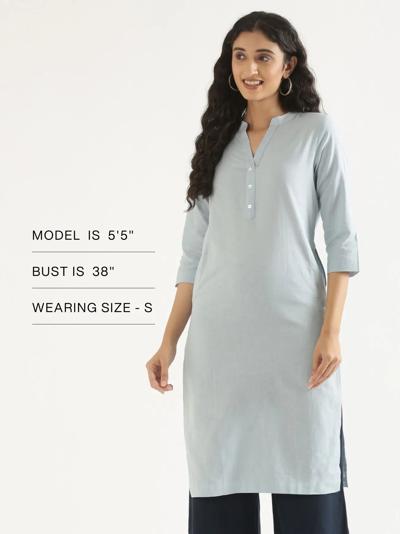 Women Sky Blue Airy Linen Long Kurta