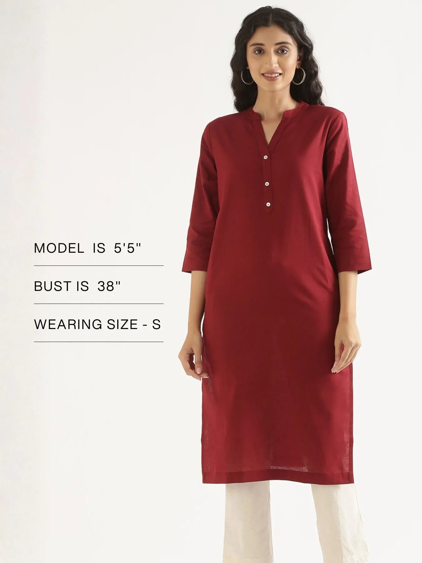 Women Maroon Airy Linen Long Kurta