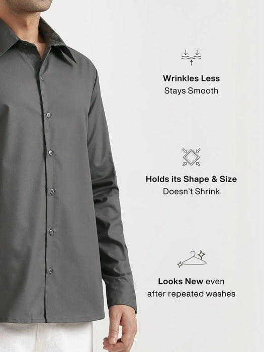 Men Dark Grey Better Cotton Full Sleeve Shirt