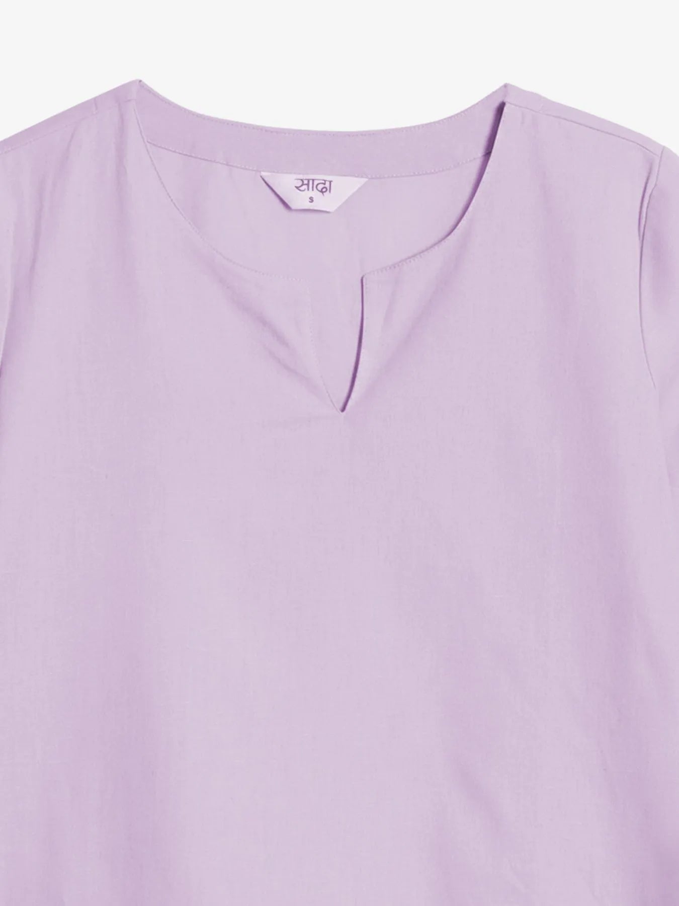 Women Lilac Airy Linen Split Neck Short Kurta