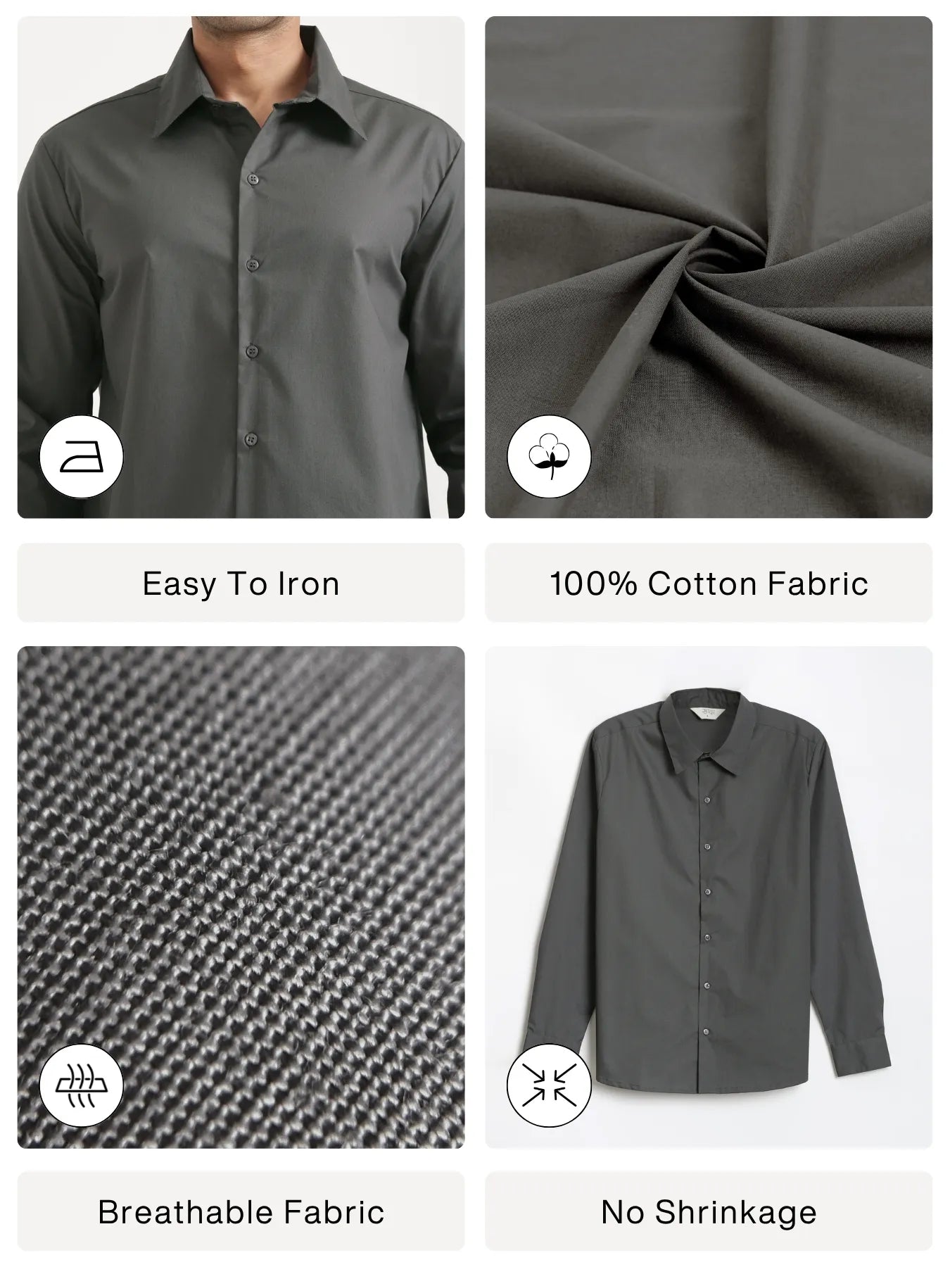 Men Dark Grey Better Cotton Full Sleeve Shirt