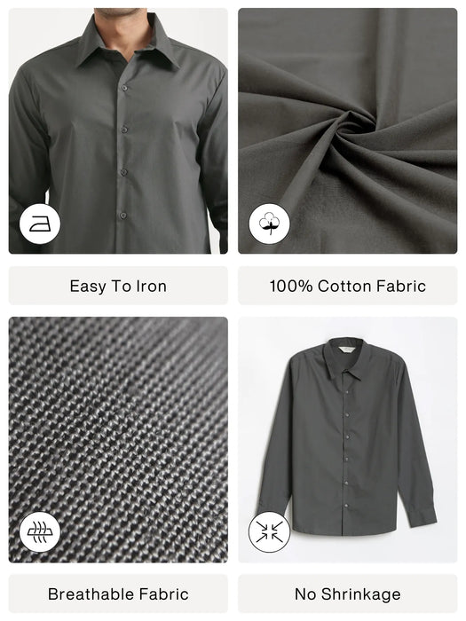 Men Dark Grey Better Cotton Full Sleeve Shirt