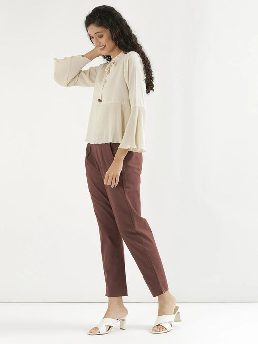 Women Mauve Brown Cotton Pant