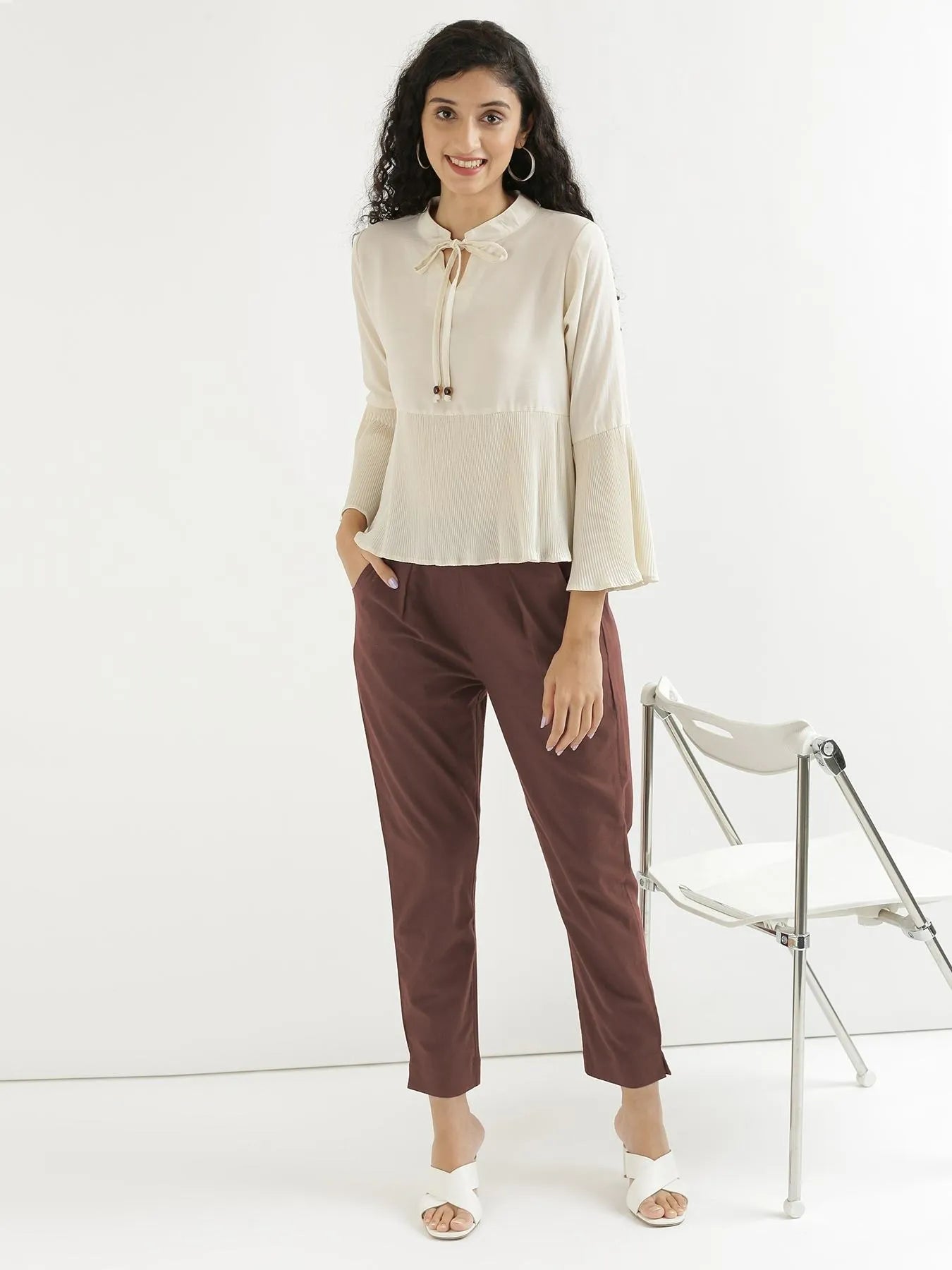 Women Mauve Brown Cotton Pant