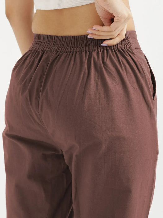 Women Mauve Brown Cotton Pant