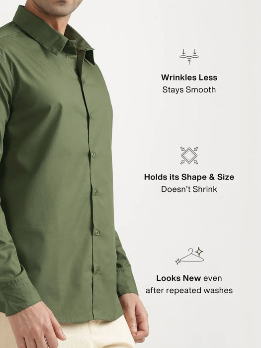 Men Forest Green Better Cotton Full Sleeve Shirt
