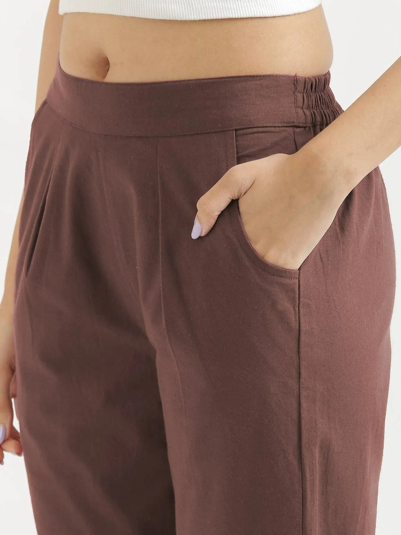 Women Mauve Brown Cotton Pant