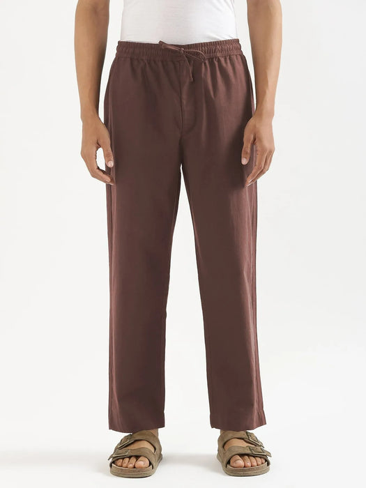 Men Mauve Brown Cotton Pant