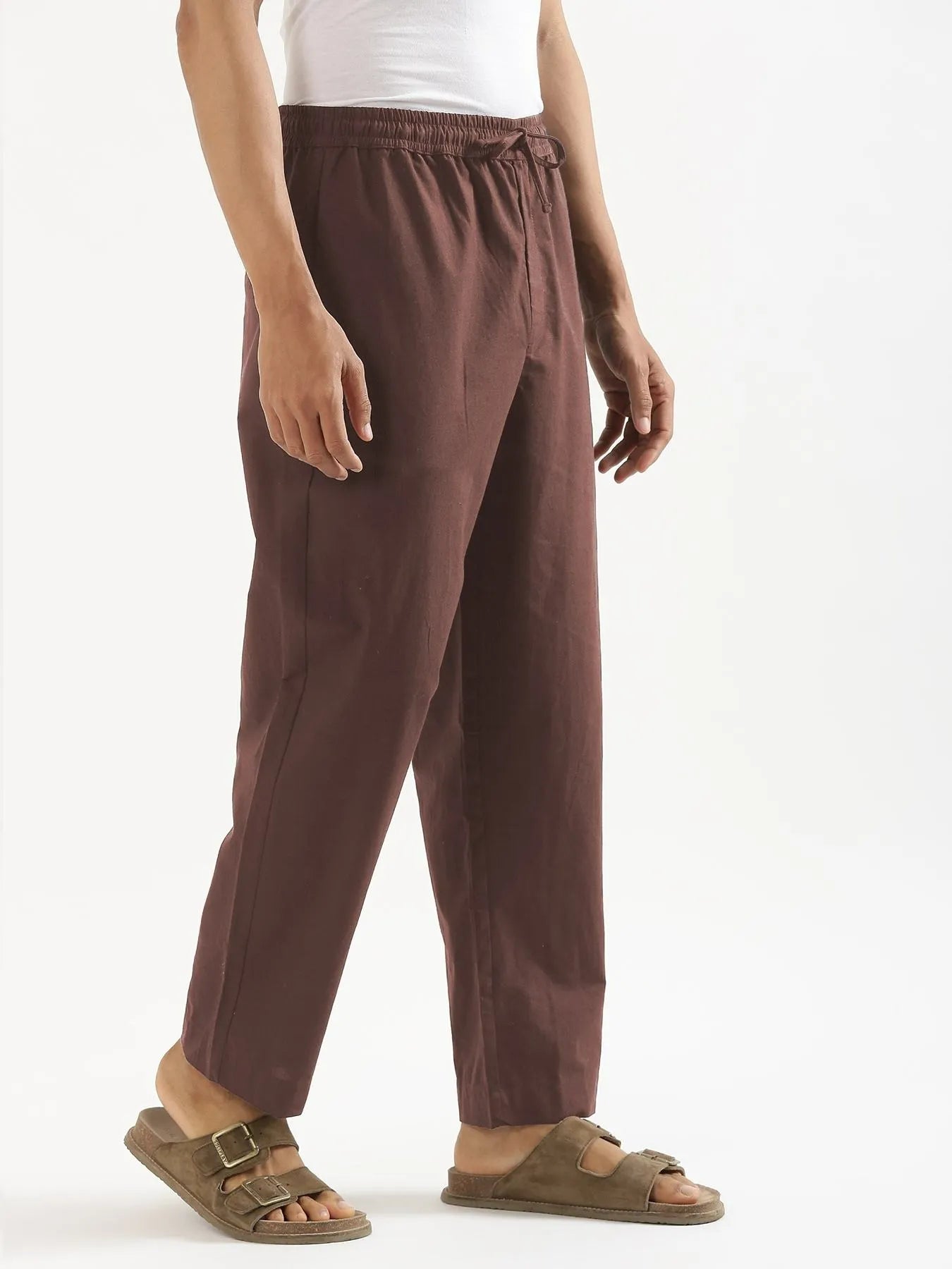 Men Mauve Brown Cotton Pant
