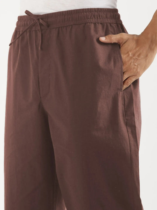 Men Mauve Brown Cotton Pant