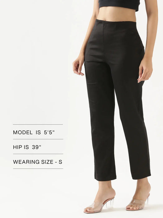 Women Black Straight Fit Formal Pants