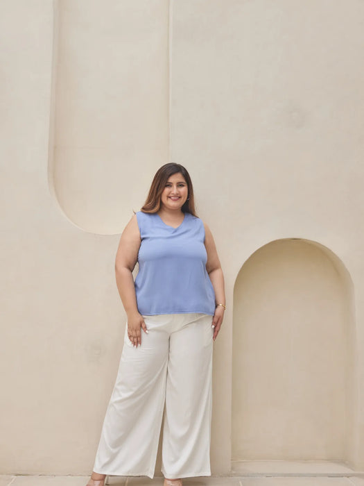 Women Plus Size White Viscose Palazzo Pant