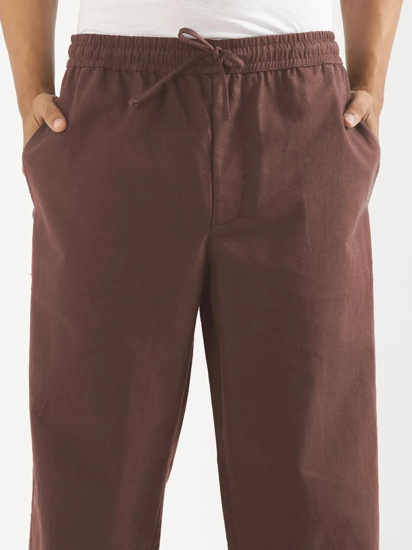 Men Mauve Brown Cotton Pant