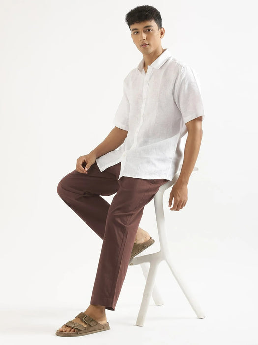 Men Mauve Brown Cotton Pant