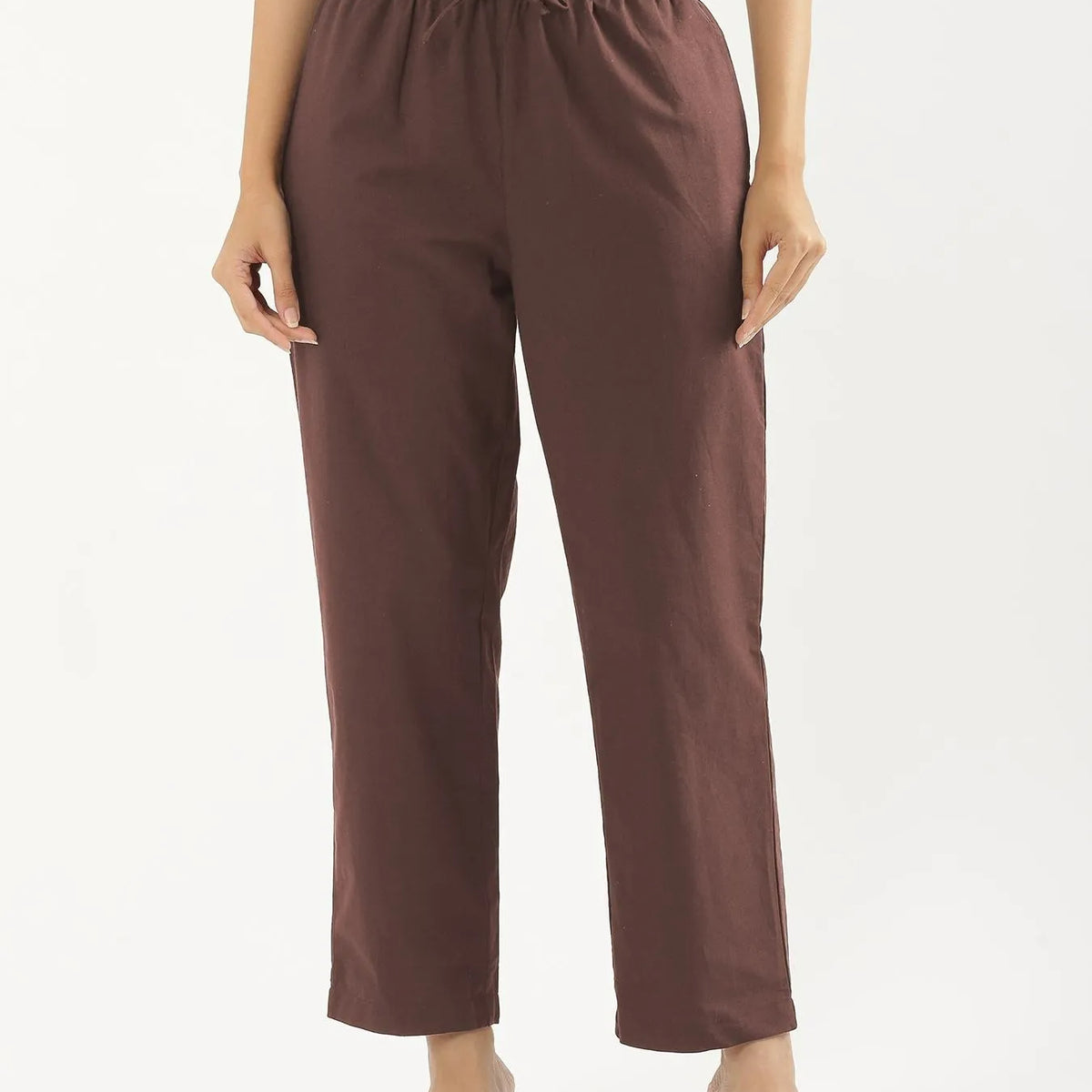 Women Mauve Brown Cotton Straight Pant