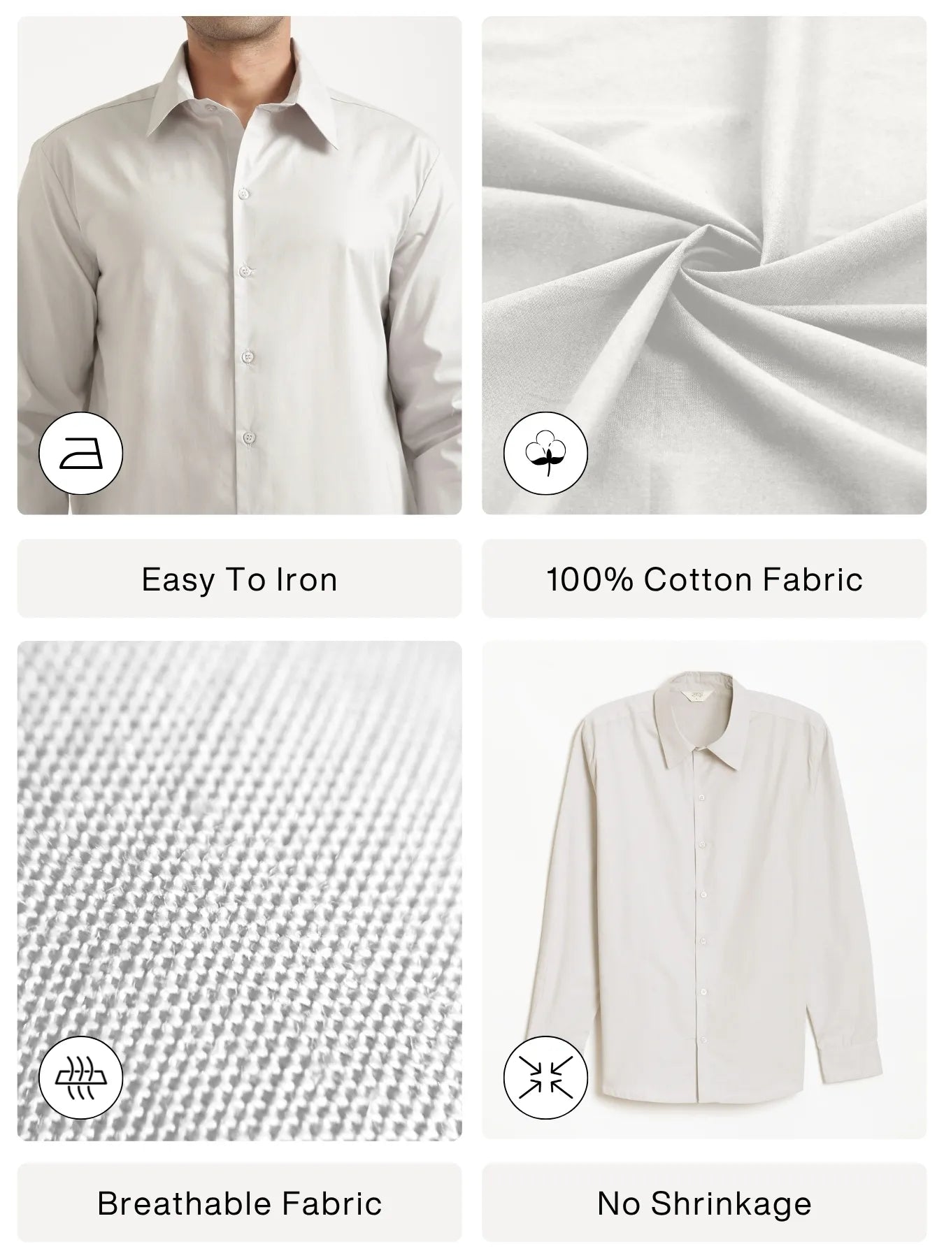 Men Light Grey Better Cotton Full Sleeve Shirt