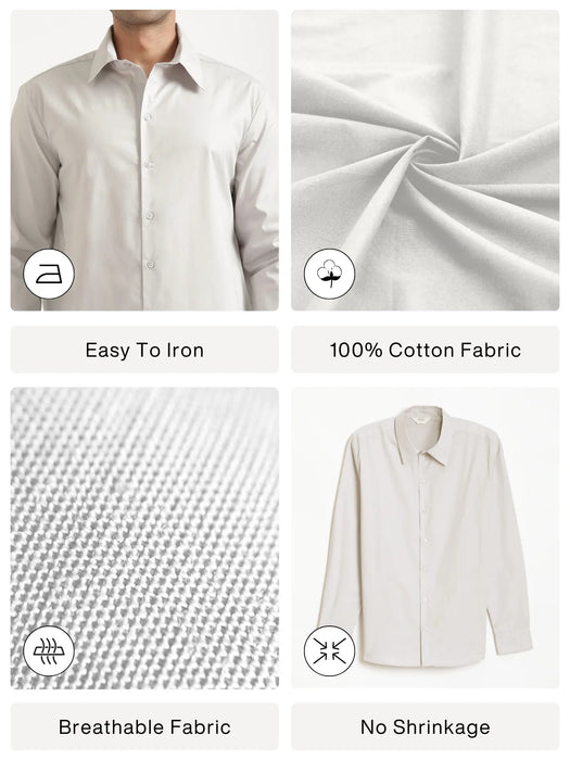 Men Light Grey Better Cotton Full Sleeve Shirt