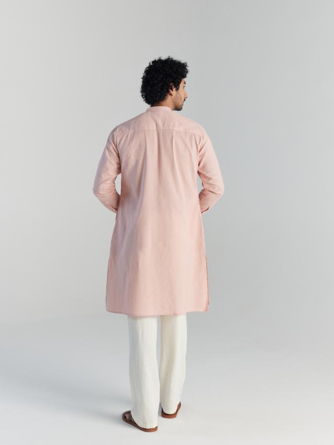 Salmon Pink Airy Linen Long Kurta