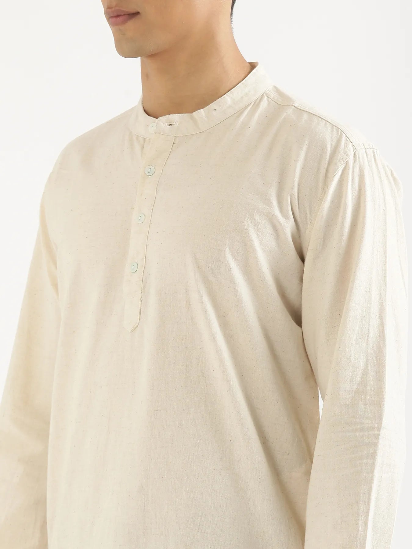 Men Ecru Airy Linen Long Kurta