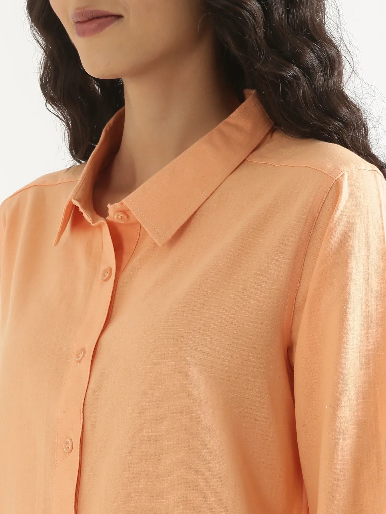 Women Peach Airy-Linen Shirt