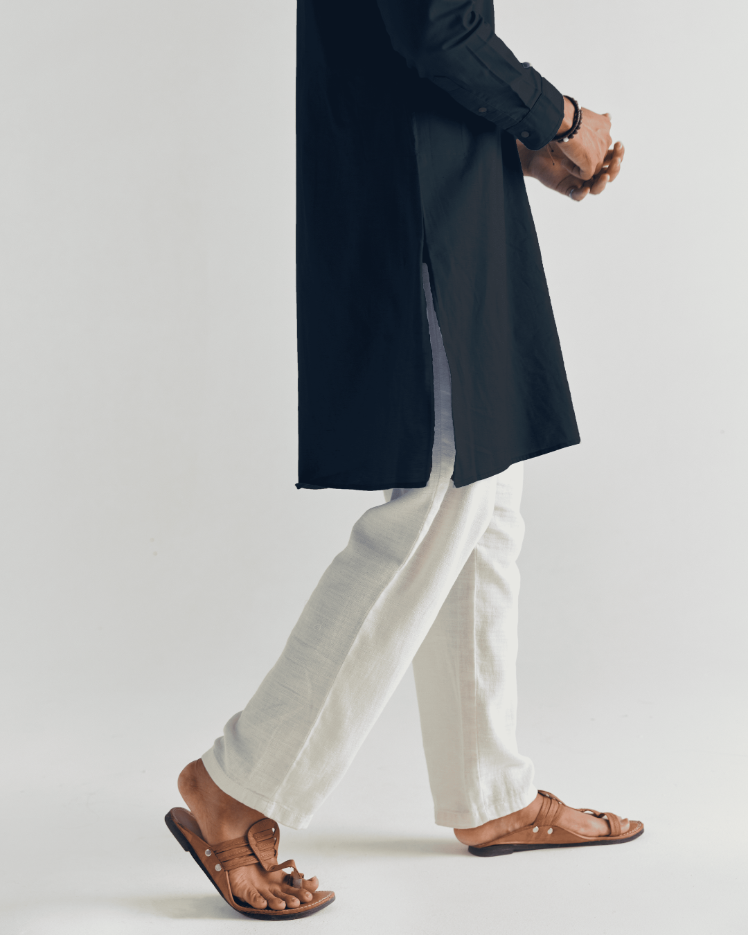 Navy Blue Airy Linen Long Kurta