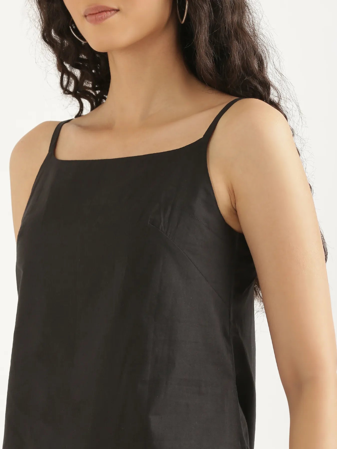 Women Black Cotton Camisole Top