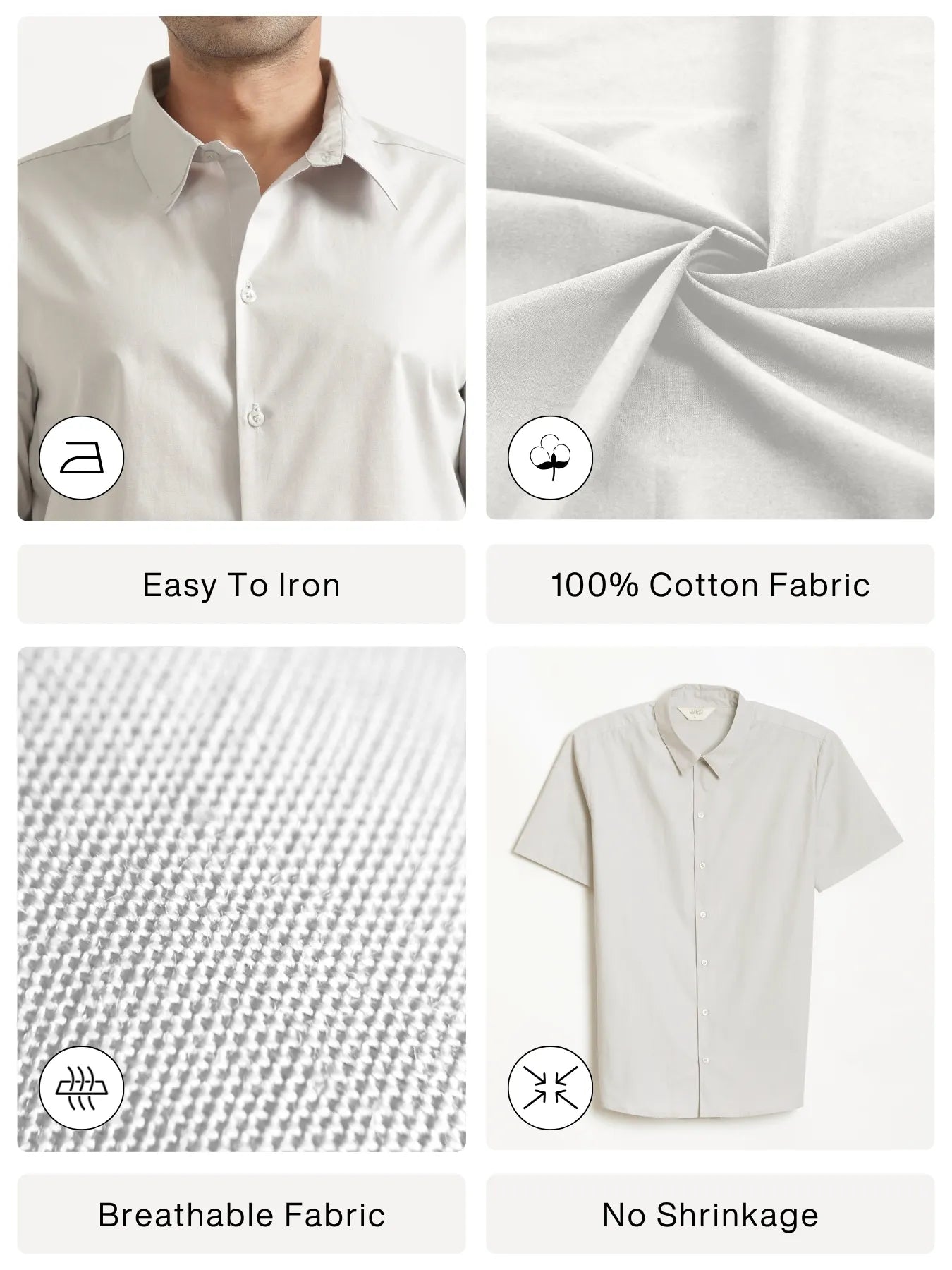 Men Light Grey Better Cotton Short Sleeve Shirt