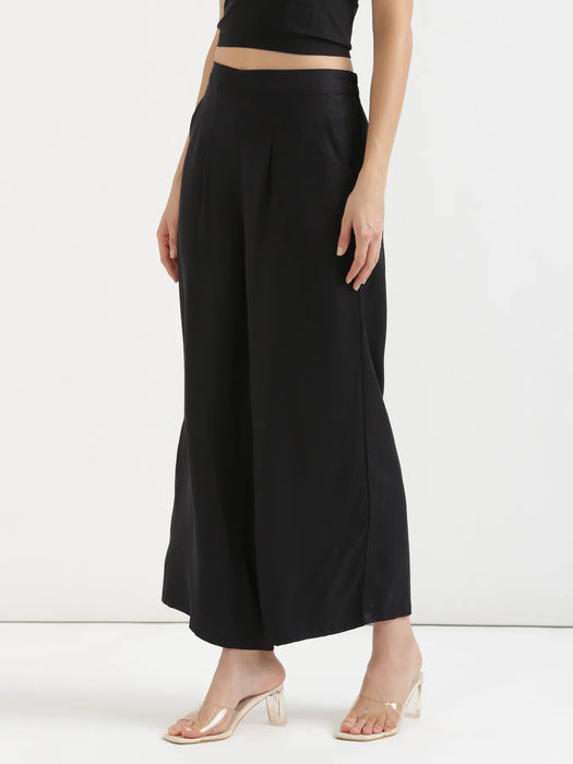 Women Black Viscose Palazzo Pant