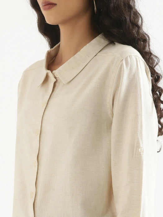 Women Ecru Airy-Linen Shirt