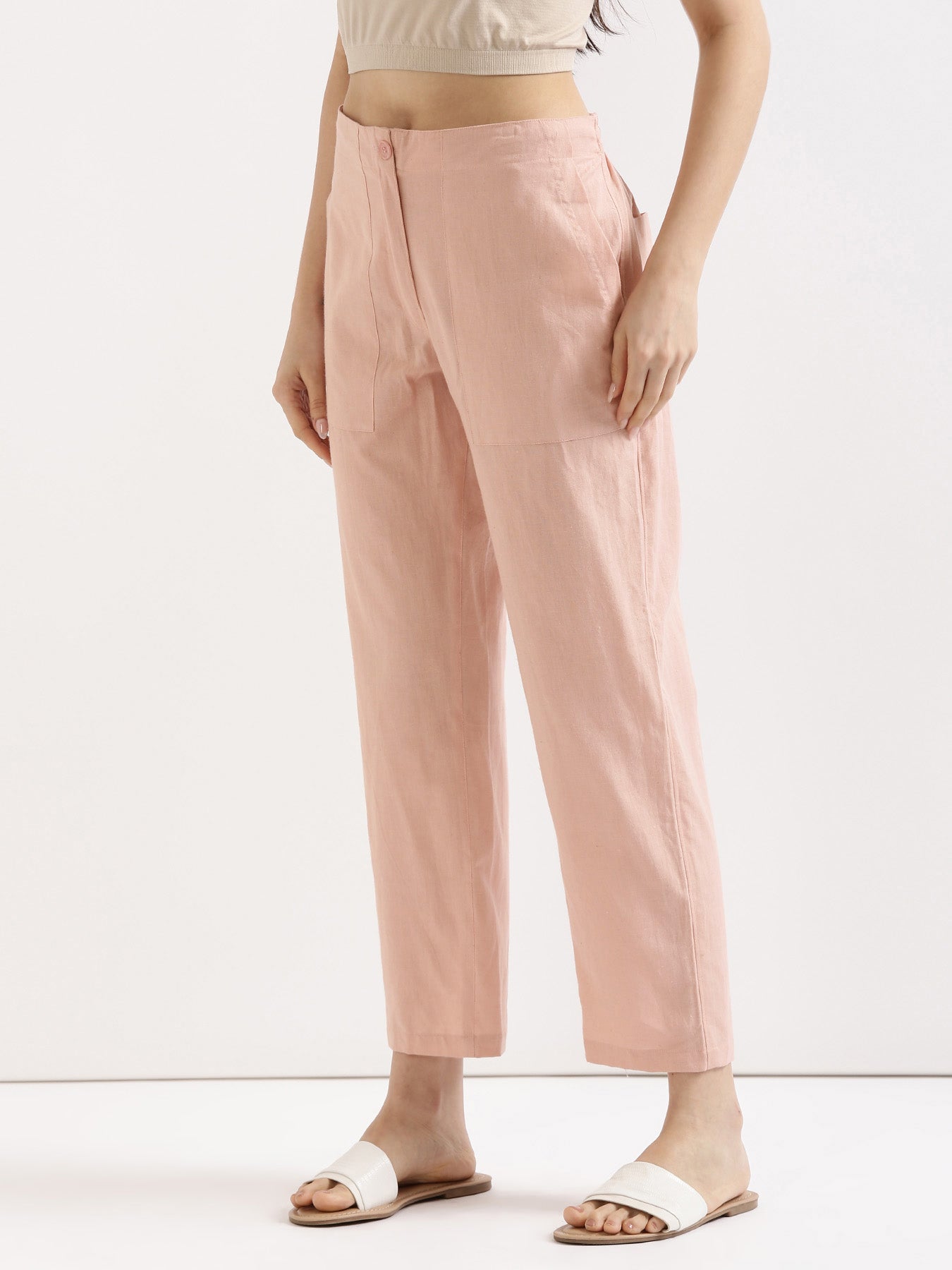 Salmon Pink Airy Linen Pants