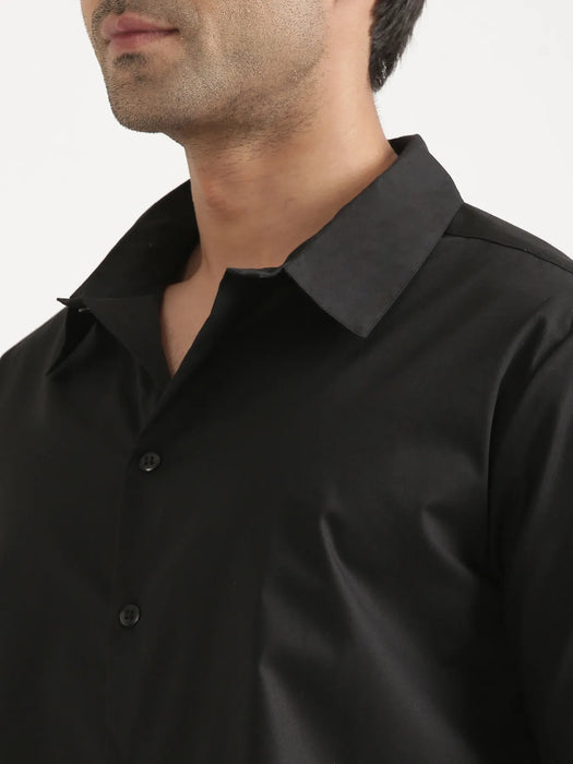 Men Black Better Cotton Short Sleeve Shirt