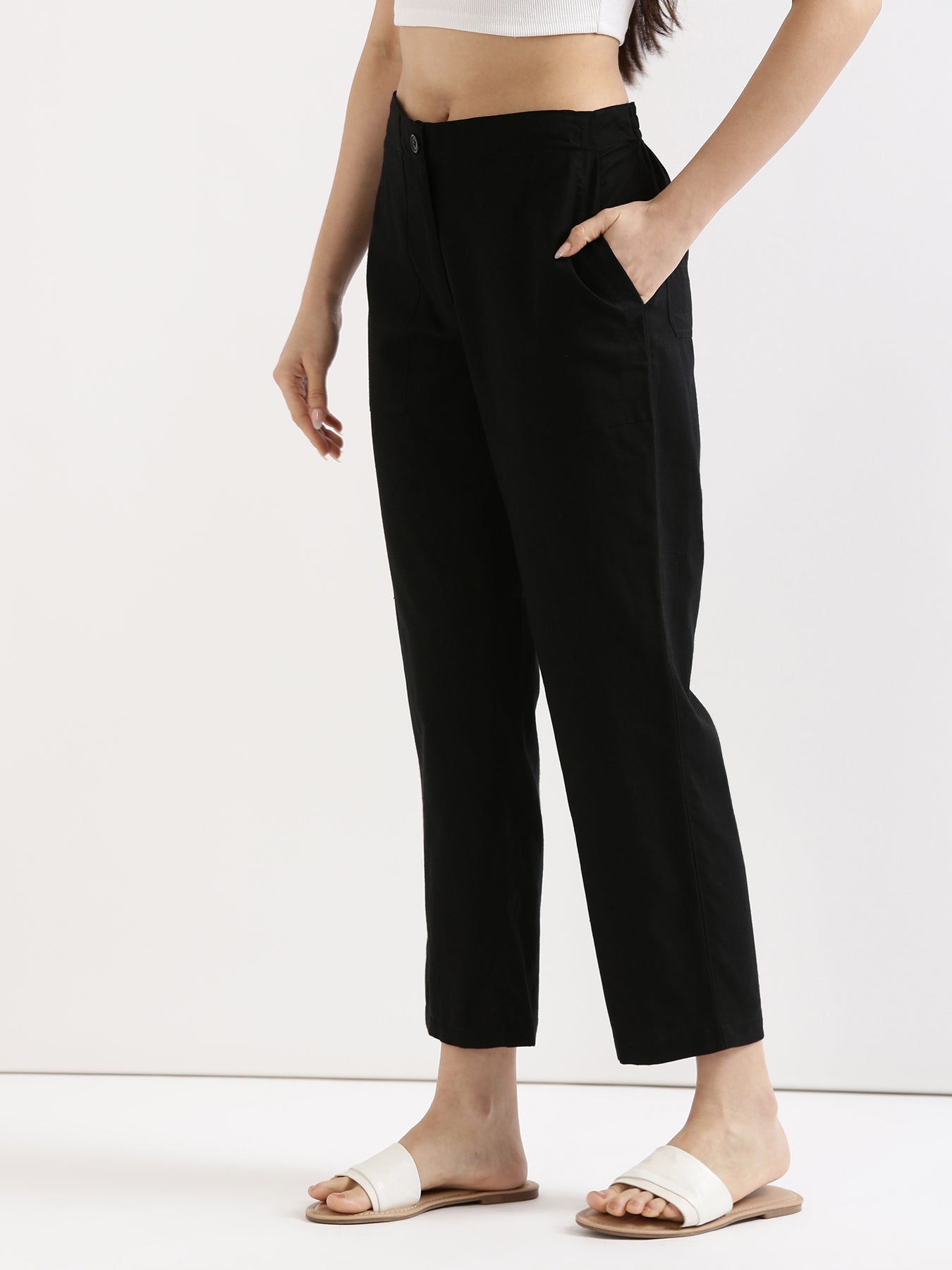 Black Airy Linen Pants